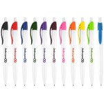 Preston Ballpoint Pen W/ White Barrel & Colored Clip click pen Custom Imprinted