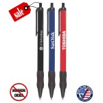 Closeout Certified USA Made - Colored Barrel Ballpoint Click Pen with Rubber Grip - 423b Custom Engraved