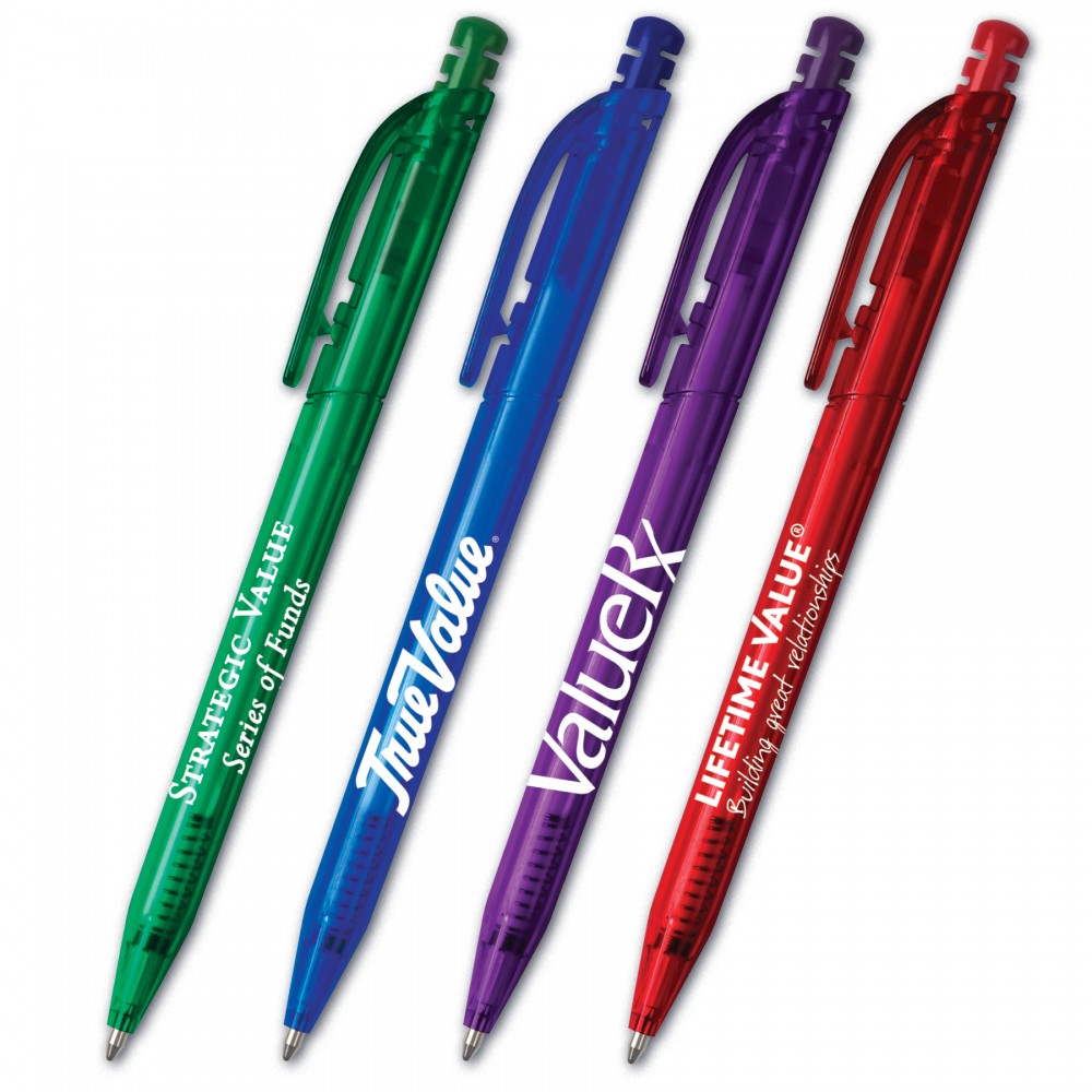 iValue Translucent Plastic Pen w/ Dual Retraction Logo Branded iValue Translucent Plastic Pen w/ Dual Retraction Logo Branded