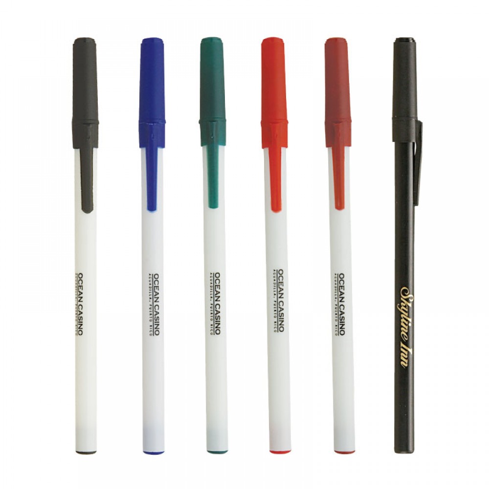 Classic Stick Pen w/White Barrel Custom Engraved Classic Stick Pen w/White Barrel Custom Engraved
