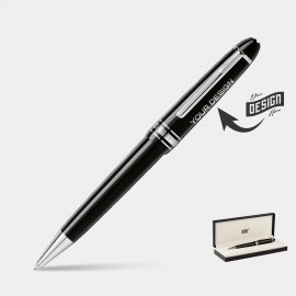 MONTBLANC Meisterstck Luxury Platinum-Coated Midsize Ballpoint Pen w/ Gift Box Logo Branded