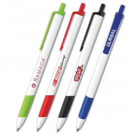 Custom Engraved QuickClick Grip Pen w/White Barrel & Molded Grip