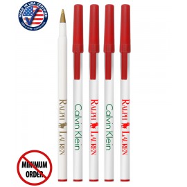 Custom Imprinted Certified USA Made - White Stick-Pen with 1-Color Print - No Minimum - 690