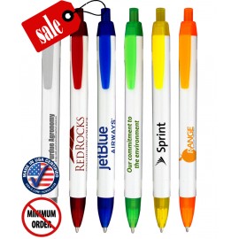 Closeout USA Made Elegant White Click Promo Pen - No Minimum Custom Imprinted