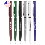 USA Made - Deluxe - Twister Ballpoint Pen - Nickel Ring Custom Imprinted