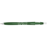 Logo Branded Quarter Ballpoint Pen w/Dark Green Barrel/White Trim