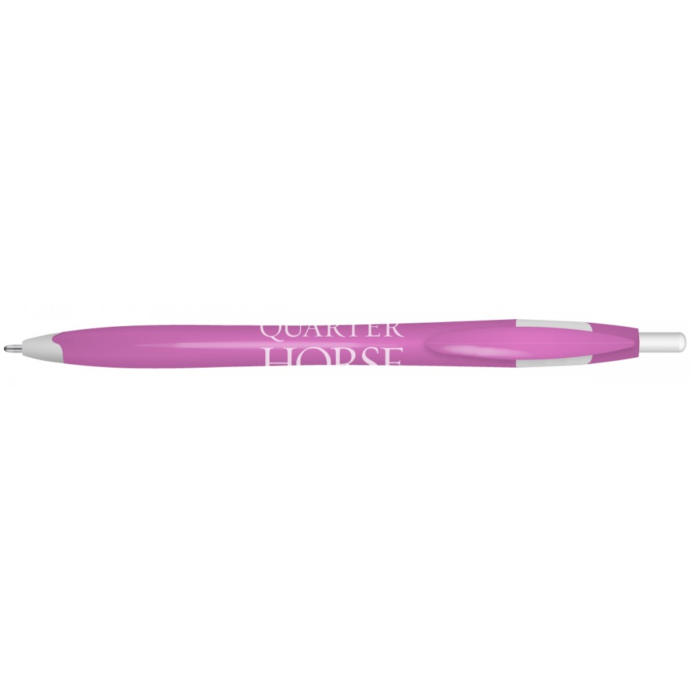 Logo Branded Quarter Ballpoint Pen w/Pink Barrel/White Trim Logo Branded Quarter Ballpoint Pen w/Pink Barrel/White Trim