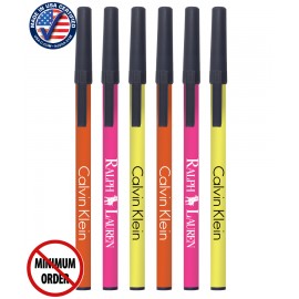 Custom Imprinted Closeout Certified USA Made White Stick Promo Pen - No Minimum