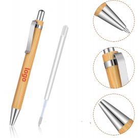 Custom Engraved Bamboo Wooden Retractable Ballpoint Pen