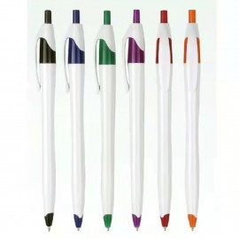 Slim Retractable Plastic Pen w/ Colored Trim Logo Branded
