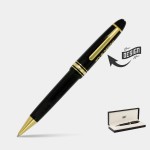 MONTBLANC Legrand Luxury Ball Point Black & Gold Trim Pen w/ Gift Box Logo Branded