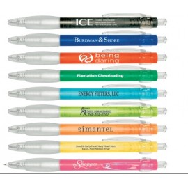Custom Imprinted Liqui-Mark ICE - Frosted Translucent Retractable Ballpoint Pen w/Rubber Grip