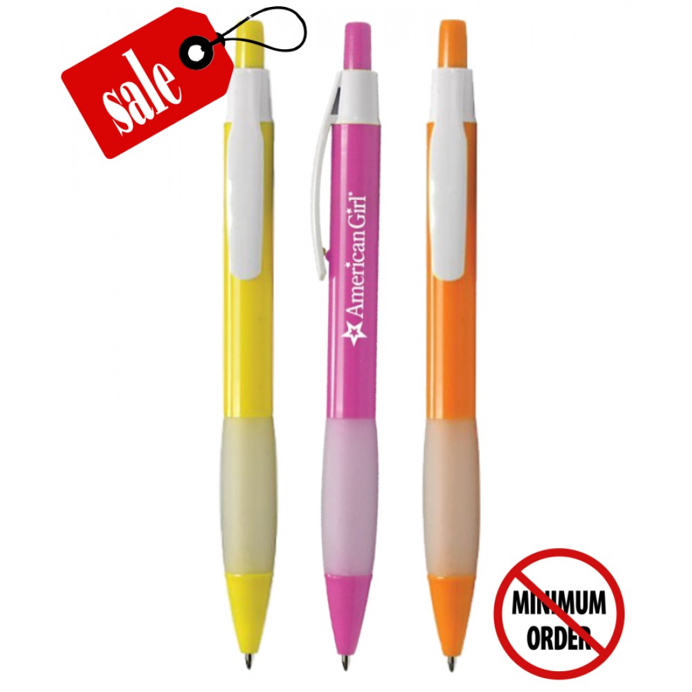 Logo Branded Closeout Tropical - Rosy - Click Pen with Grip