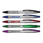 Custom Imprinted Lux Retractable Ballpoint Pen with Silver Barrel & Colored Trim