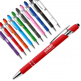Promotional Soft-Touch Stylus Aluminum metal Retractable ballpoint pen Custom Imprinted