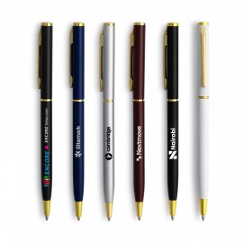 Custom Imprinted Slim Twist Metal Pen (Gold)