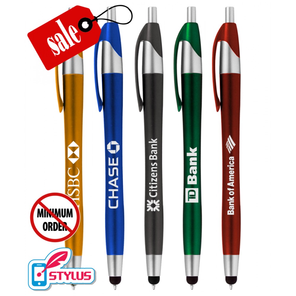 Custom Imprinted Closeout Colored "Elegant" Stylus Click Pen - No Minimum Custom Imprinted Closeout Colored "Elegant" Stylus Click Pen - No Minimum