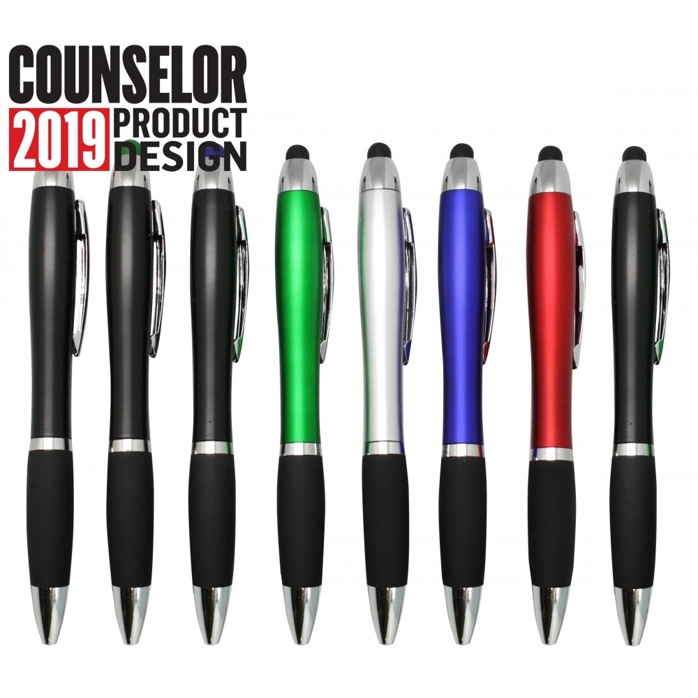 Curvy Plastic Stylus Pen w/Light UP Engraving Custom Engraved Curvy Plastic Stylus Pen w/Light UP Engraving Custom Engraved