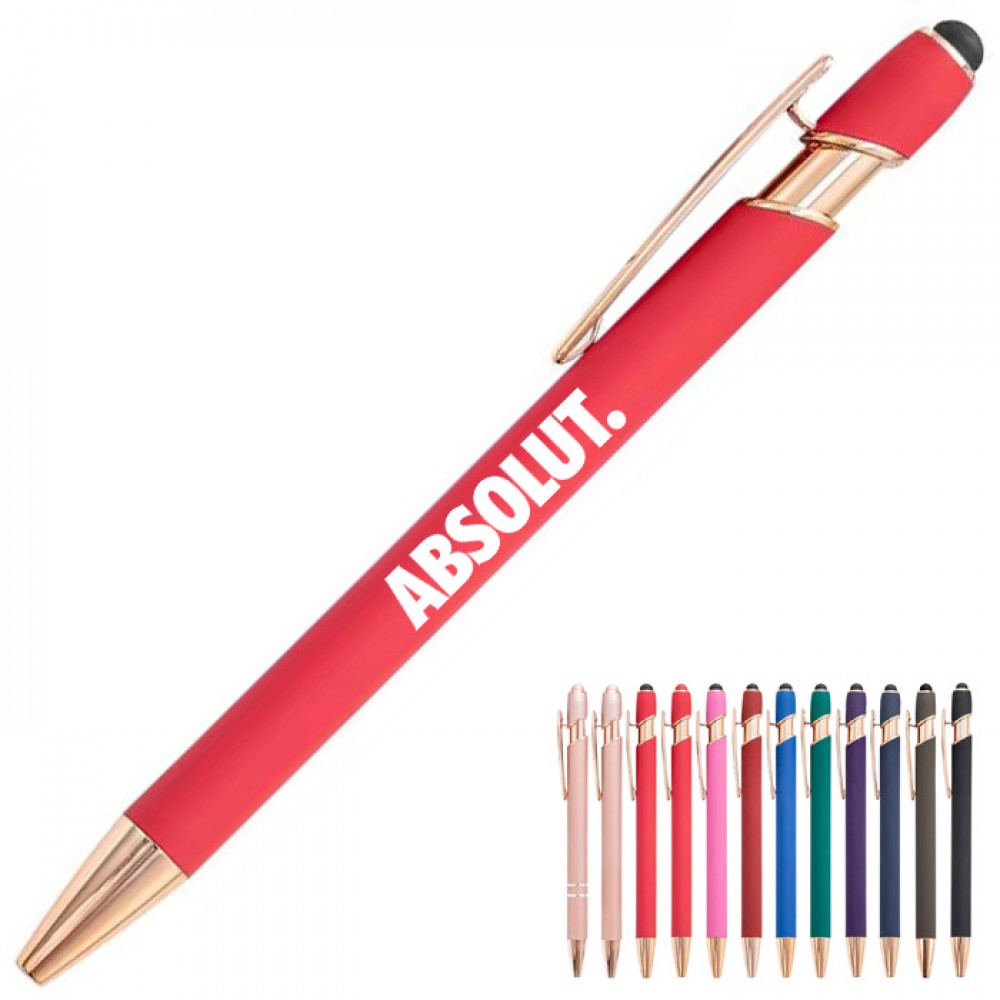 Rose Gold Soft Touch Stylus Pen Custom Imprinted Rose Gold Soft Touch Stylus Pen Custom Imprinted