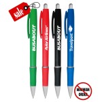 Closeout - Solid Clicker Pen with Silver Trim Logo Branded