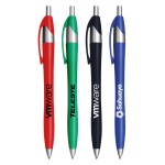 Union Printed Colored Elegant Click Pens with Silver Trim Logo Branded