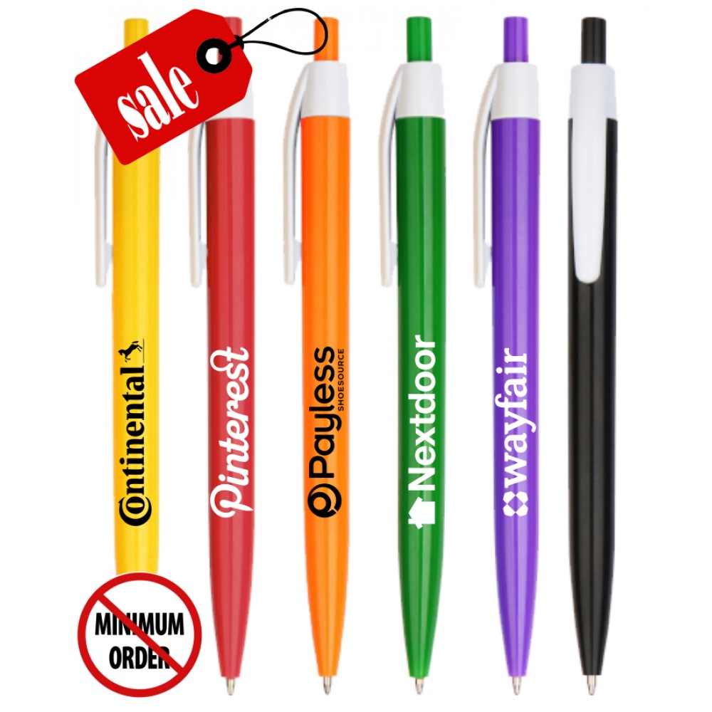 Custom Imprinted Union Printed - Closeout Translucent Colored - Dots - Click Pen with 1-Color Print - No Minimum - 10