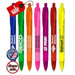 Logo Branded Closeout Frosted Colored Click Promo Pen - No Minimum - Certified USA Made