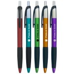 Union Printed "Serious" Colored Clicker Pen w/ Black Rubber Grip Custom Imprinted