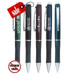 Logo Branded Closeout Deluxe Click Pens Pen with Rubber Grip - No Minimum