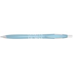 Quarter Ballpoint Pen w/Light Blue Barrel/ White Trim Logo Branded