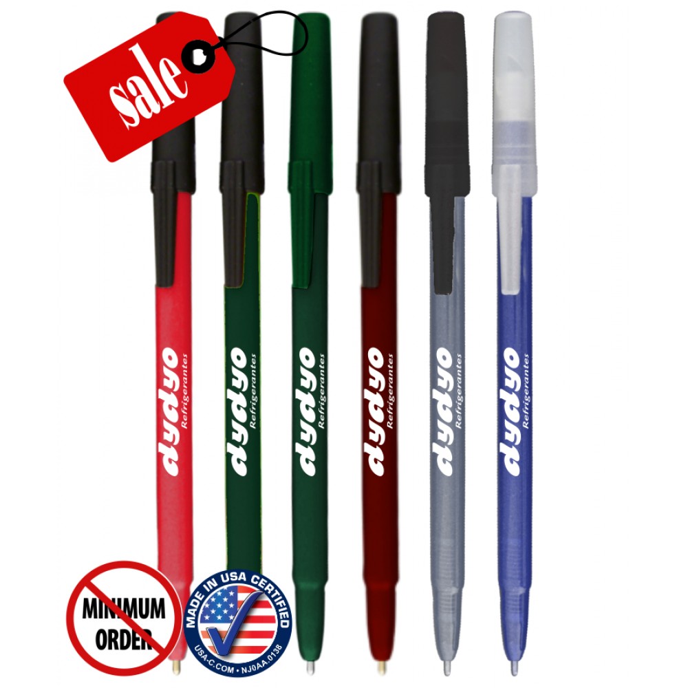 Logo Branded Closeout USA Made "Dotted Pen" Click Pen - No Minimum