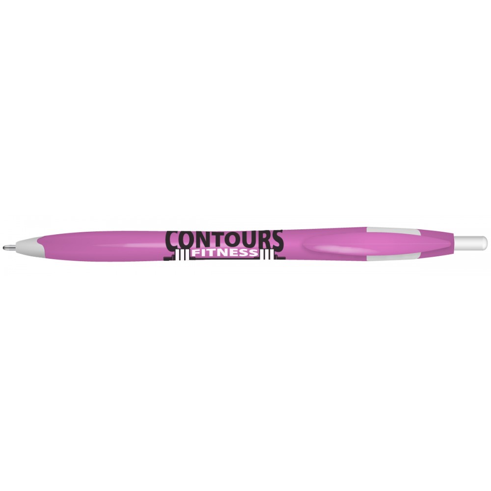 Kontour Retractable Ballpoint Pen (Pink/White) Custom Engraved