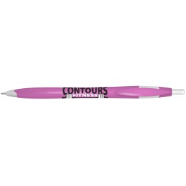 Kontour Retractable Ballpoint Pen (Pink/White) Custom Engraved