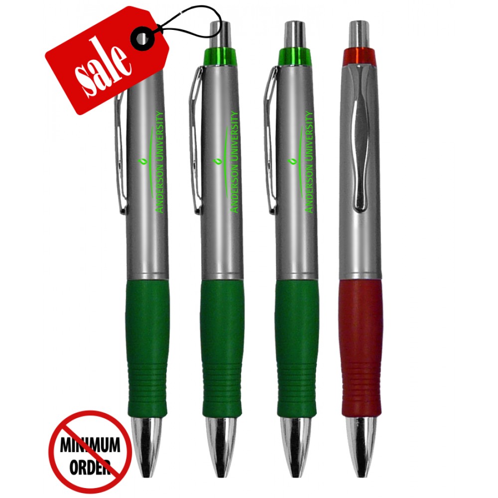 Custom Imprinted Closeout "Impact" Click Pens with Rubber Grip - No Minimum