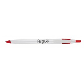 Logo Branded Quarter Ballpoint Pen w/ White Barrel/ Red Trim  Logo Branded Quarter Ballpoint Pen w/ White Barrel/ Red Trim