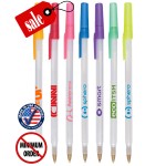Closeout Certified USA Made Frosted Colored Stick Promo Pen - No Minimum Custom Engraved