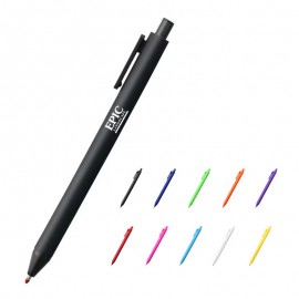 Classic Click Action Plastic Ballpoint Pen with Solid Trim Logo Branded  Classic Click Action Plastic Ballpoint Pen with Solid Trim Logo Branded
