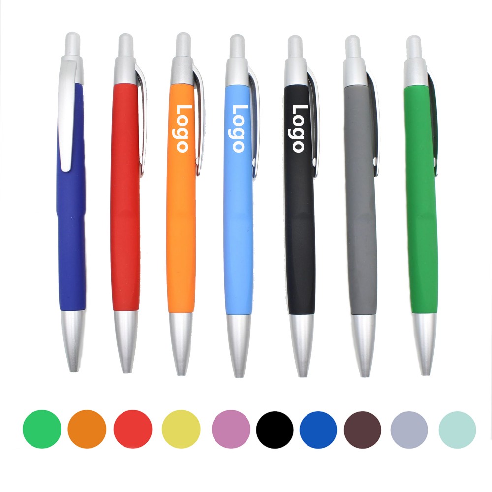 Custom Engraved MOQ 20pcs 0.5mm Spray Glue Flat Grip Ballpoint Pen