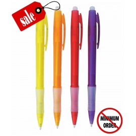 Logo Branded Closeout- Translucent Clicker with Frosty Grip  Logo Branded Closeout- Translucent Clicker with Frosty Grip