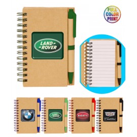 Logo Branded Union Printed - 3x5 Eco Spiral Notebook with Matching Eco Pen - Full Color Logo