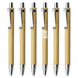Custom Engraved Retractable Ballpoint Bamboo Pen