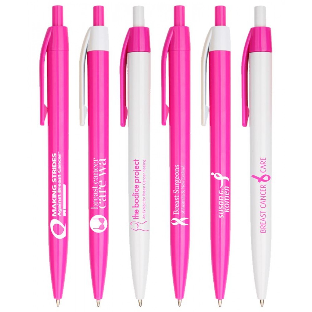 Breast Cancer Awareness Pink Click Pens Logo Branded Breast Cancer Awareness Pink Click Pens Logo Branded