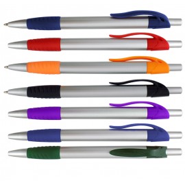 Logo Branded Sierra Grip Pen - Silver