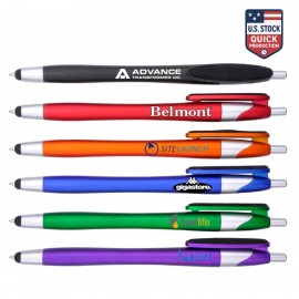 Custom Engraved Ballpoint Pen & Stylus with Fiber Cloth Clip Cleaner  Colorful Barrel & Chrome Accents