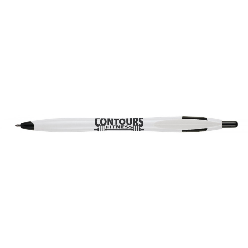 Kontour Retractable Ballpoint Pen (White/Black) Logo Branded