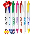 Closeout USA Made "Wide One" White Clicker Pen Custom Engraved