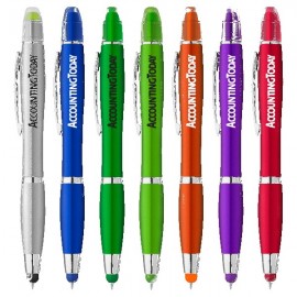 Logo Branded Curvaceous Metallic Stylus Highlighter Pen