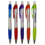 Union Printed "Lucky" Silver Clicker Pen w/ Colored Trim Custom Imprinted