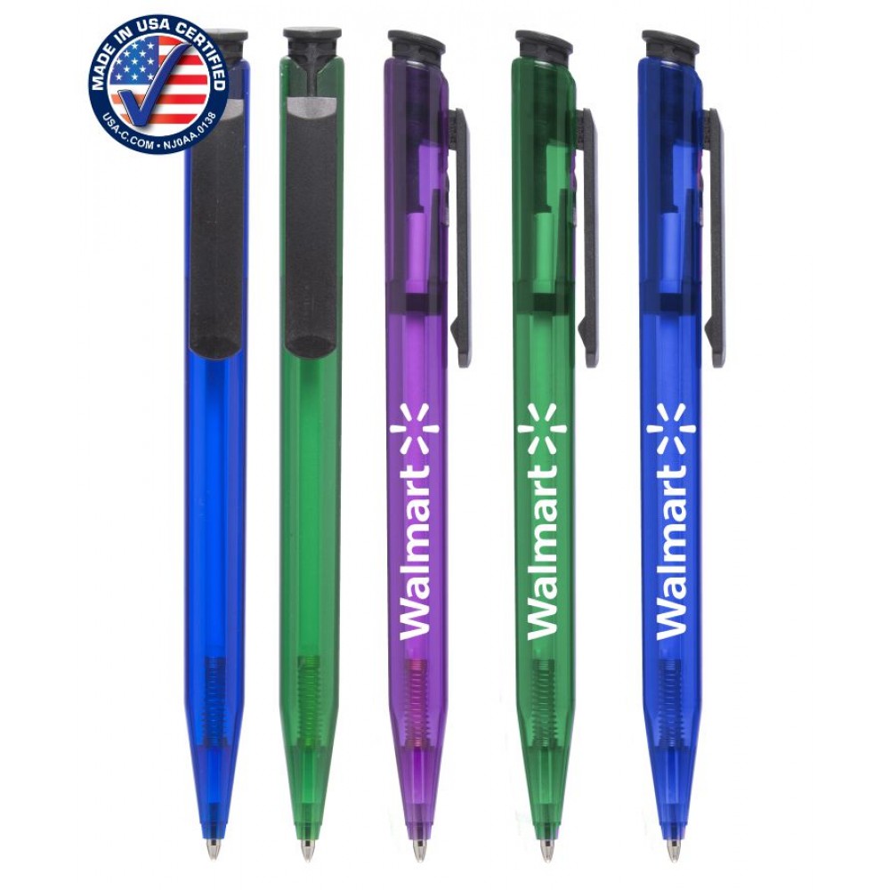 Logo Branded Closeout USA Made "Monticello" Frosted Click Pen - No Minimum