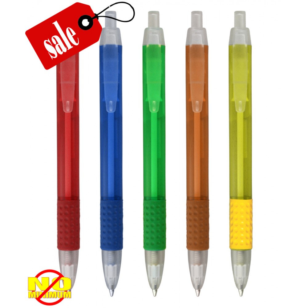 Custom Engraved Closeout USA Made Elegant Translucent Click GripPromo Pen - No Minimum Custom Engraved Closeout USA Made Elegant Translucent Click GripPromo Pen - No Minimum